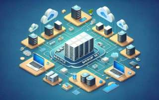 servers cloud storage and network connections all centered around the concept of managing and flexibility in multiple backup sets