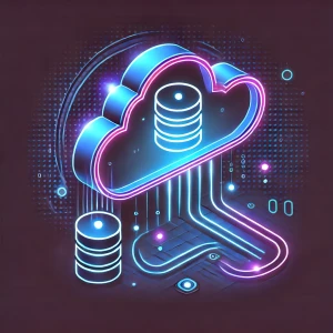 A minimalist, iconic-style digital illustration representing AWS Disk Image Restore with cloud storage and a virtual machine.